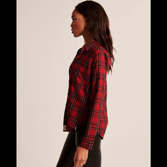 NWOT Red plaid flannel Abercrombie and Fitch a&f - Picture 5 of 8